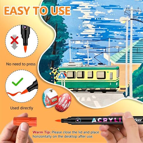 LeoDream 72 Colors Two-Color Dual Tip Acrylic Paint Markers Pens, 36 Pack Brush tip coloring markers for adults DIY Crafts Art Supplies Stocking Stuffers for Rock, Wood, Fabric, Glass, Christmas Gifts in Saudi Arabia
