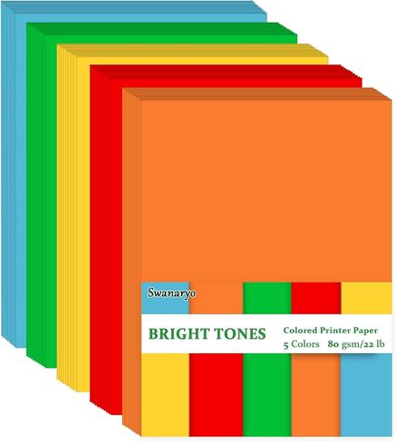 600 ورقة ملونة مقاس 8.5 × 11 - ورق طباعة ملون بوزن 22 رطل/80 جرامًا للمتر المربع أوريغامي مزدوج الجوانب للأعمال الفنية اليدوية، 5 ألوان باستيل in Kuwait