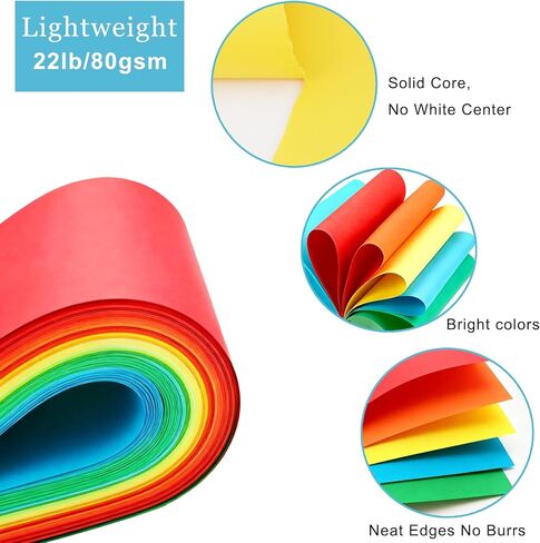 600 ورقة ملونة مقاس 8.5 × 11 - ورق طباعة ملون بوزن 22 رطل/80 جرامًا للمتر المربع أوريغامي مزدوج الجوانب للأعمال الفنية اليدوية، 5 ألوان باستيل in Kuwait