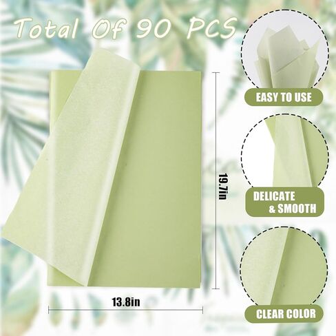 100 Sheets 20 * 14 Inches Green Tissue Paper for Gift Wrapping, Sage Green Wrapping Tissue for Gift Bags for Baby Shower Wedding Birthday DIY Craft (Sage Green) in Saudi Arabia