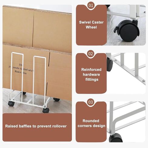 عربة كرتون لرف تخزين الكرتون، حامل كرتون محمول بعجلات، عربة كرتون من الصلب الكربوني للمستودع المنزلي، منظم كرتون صغير الحجم (أسود) in Kuwait