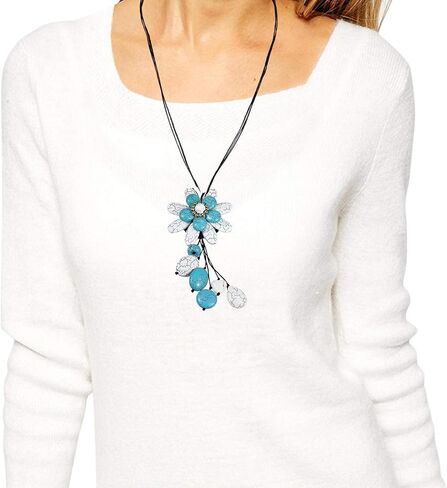 AeraVida Cute Reconstructed Red Coral Floral Wonder Dangle Cotton Necklace in Saudi Arabia
