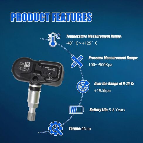 Set of 4 TPMS Sensor 42607-33021 Tire Pressure Monitor Sensor 315MHz Compatible for Toyota Lexus Scion Pontiac Camry Corolla Rav4 Highlander Prius Sienna 4Runner Tacoma Replace#42607-33011 PMV-107J in Kuwait