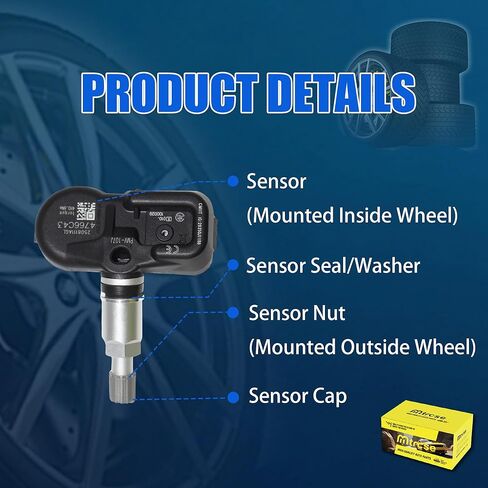 Set of 4 TPMS Sensor 42607-33021 Tire Pressure Monitor Sensor 315MHz Compatible for Toyota Lexus Scion Pontiac Camry Corolla Rav4 Highlander Prius Sienna 4Runner Tacoma Replace#42607-33011 PMV-107J in Kuwait