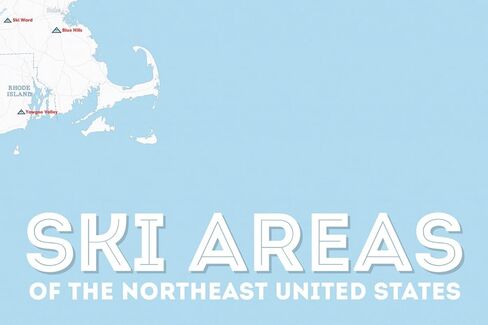Northeast Ski Resorts 24x36 Map Poster (White & Light Blue) in Kuwait