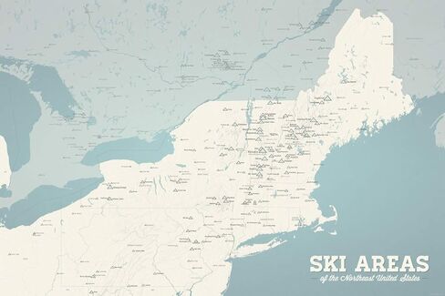 Northeast Ski Resorts 24x36 Map Poster (White & Light Blue) in Kuwait