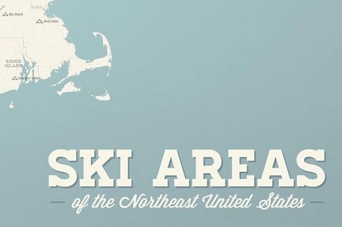 Northeast Ski Resorts 24x36 Map Poster (White & Light Blue) in Kuwait