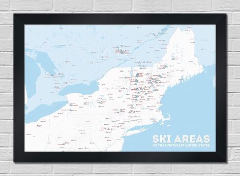 Northeast Ski Resorts 24x36 Map Poster (White & Light Blue) in Kuwait
