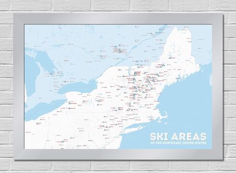 Northeast Ski Resorts 24x36 Map Poster (White & Light Blue) in Kuwait