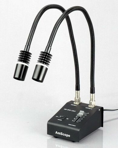 مجهر تكبير ستيريو رقمي احترافي ثلاثي العينيات من AmScope SM-1TSW2-L6W-5M، عدسات WH10x وWH25x، تكبير 3.5X-225X، هدف تكبير 0.7X-4.5X، ضوء LED مزدوج معقوفة 6 وات، حامل عمود، 85 فولت - 265 فولت، يتضمن 0.5 عدسات بارلو X و2.0X، متضمنة in Saudi Arabia
