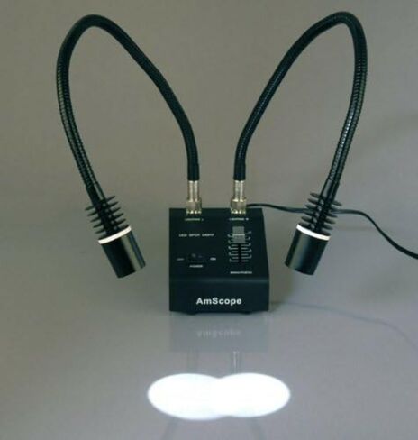 مجهر تكبير ستيريو رقمي احترافي ثلاثي العينيات من AmScope SM-1TSW2-L6W-5M، عدسات WH10x وWH25x، تكبير 3.5X-225X، هدف تكبير 0.7X-4.5X، ضوء LED مزدوج معقوفة 6 وات، حامل عمود، 85 فولت - 265 فولت، يتضمن 0.5 عدسات بارلو X و2.0X، متضمنة in Saudi Arabia
