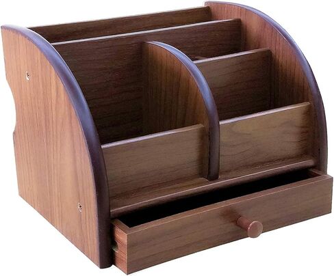 Desk organizer wood remote control holder with long drawer Office stationery storage and sorting organizer household small sundries storage box HeBen1025 in Saudi Arabia