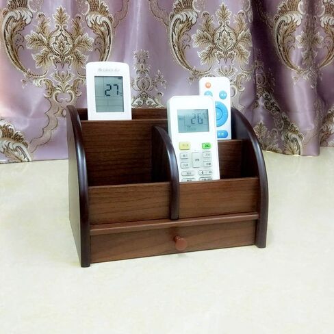 Desk organizer wood remote control holder with long drawer Office stationery storage and sorting organizer household small sundries storage box HeBen1025 in Saudi Arabia