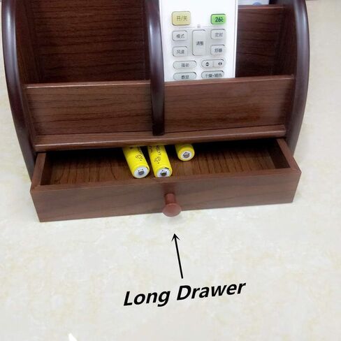Desk organizer wood remote control holder with long drawer Office stationery storage and sorting organizer household small sundries storage box HeBen1025 in Saudi Arabia