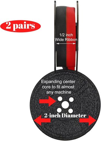 زوجان من شريط حبر الآلة الكاتبة، شريط آلة كاتبة عالمي مع حبر أسود وأحمر بديل لبكرة مزدوجة يناسب عالميًا معظم النماذج العتيقة، متين (أحمر/أسود) in Kuwait