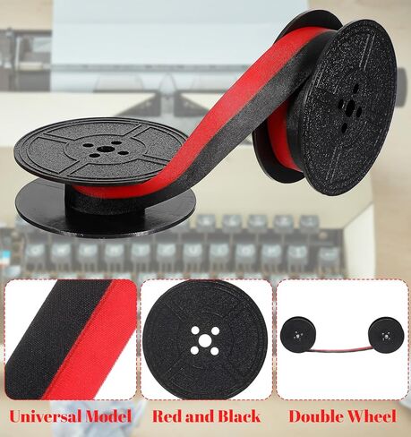 زوجان من شريط حبر الآلة الكاتبة، شريط آلة كاتبة عالمي مع حبر أسود وأحمر بديل لبكرة مزدوجة يناسب عالميًا معظم النماذج العتيقة، متين (أحمر/أسود) in Kuwait