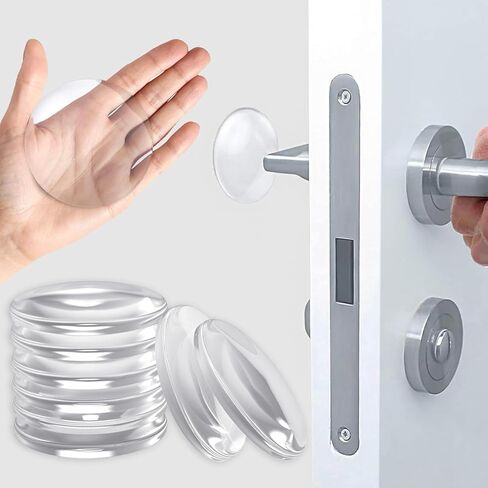 8 Pack Clear Door Stoppers - Self Adhesive & Discreet Door Knob Wall Protector, Shock Absorbent Door Handle Stopper, Transparent Anti-Slam Noise Reduction Pads for Office Doors and Wall Protection in Saudi Arabia