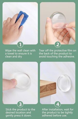8 Pack Clear Door Stoppers - Self Adhesive & Discreet Door Knob Wall Protector, Shock Absorbent Door Handle Stopper, Transparent Anti-Slam Noise Reduction Pads for Office Doors and Wall Protection in Saudi Arabia