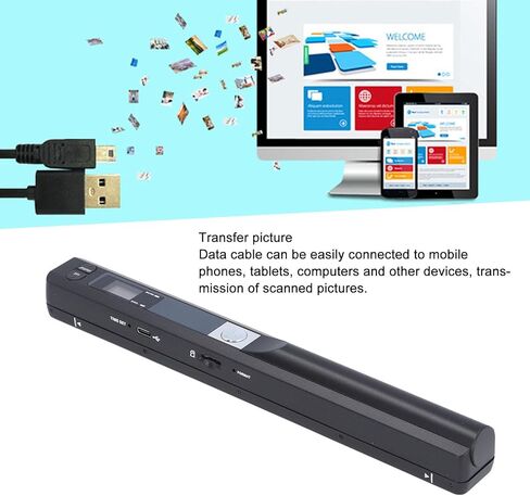 Portable Scanner, 8.27 Inch Photo Scanner for A4 Documents Pictures Receipt in 900 DPI, A4 Color Mobile Handheld Scanning Wand Uploads Images to Computer Via USB Cable (Black) in Saudi Arabia