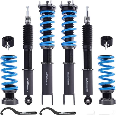 maxpeedingrods Coilover لسيارة Mercedes-Benz E-Class E320 E350 Sedan RWD 2003-2009، طقم تعليق كويلوفيرس قابل للتعديل بـ 24 مستوى، ممتص صدمات قابل للتعديل للارتفاع، مجموعات خفض مطورة T6 باللون الأزرق in Saudi Arabia