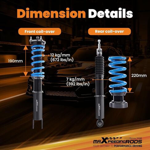 maxpeedingrods Coilover لسيارة Mercedes-Benz E-Class E320 E350 Sedan RWD 2003-2009، طقم تعليق كويلوفيرس قابل للتعديل بـ 24 مستوى، ممتص صدمات قابل للتعديل للارتفاع، مجموعات خفض مطورة T6 باللون الأزرق in Saudi Arabia