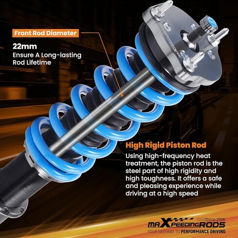 maxpeedingrods Coilover لسيارة Mercedes-Benz E-Class E320 E350 Sedan RWD 2003-2009، طقم تعليق كويلوفيرس قابل للتعديل بـ 24 مستوى، ممتص صدمات قابل للتعديل للارتفاع، مجموعات خفض مطورة T6 باللون الأزرق in Saudi Arabia