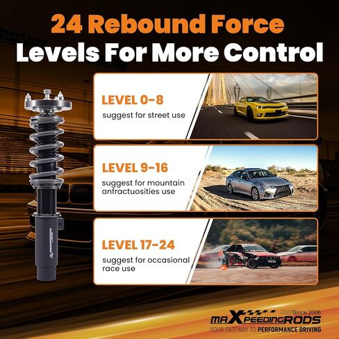 maxpeedingrods Coilover لسيارات BMW 3 E90 2004-2011، لـ E91 2004-2012، لـ E92 2005-2013، لـ E93 2006-2013، طقم تعليق كويلوفيرس قابل للتعديل 24 مستوى، طقم خفض T7 قابل للتعديل in Saudi Arabia