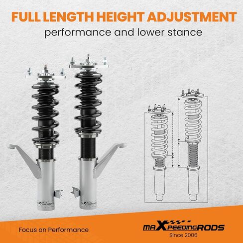 maXpeedingrods Coilovers for Honda Civic Coupe/Sedan 2001-2005, 24 Levels Damper Adjustable Coilovers Suspension Kit, Height Adjustable Shock Absorber Struts, Lowering Kit Grey in Saudi Arabia