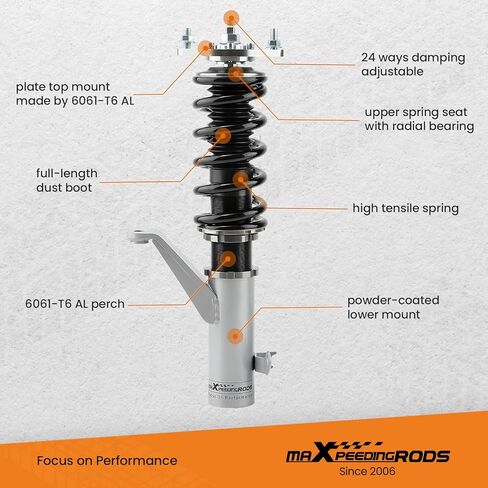 maXpeedingrods Coilovers for Honda Civic Coupe/Sedan 2001-2005, 24 Levels Damper Adjustable Coilovers Suspension Kit, Height Adjustable Shock Absorber Struts, Lowering Kit Grey in Saudi Arabia