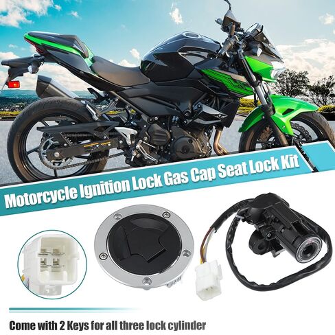 X AUTOHAUX 1 Set Motorcycle Ignition Switch Cylinder Fuel Gas Tank Cap Cover Lock Seat Lock w/ 2 Keys for Kawasaki Z1000SX 2011-2016 for Kawasaki Ninja 1000 ZX6R ZX636 ZX10R Motor Bike Lock in Saudi Arabia