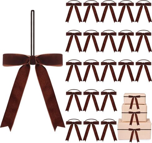 Riceshoot 24 Pcs Christmas Velvet Elastic Bows for Gift Wrapping, 5x7 Inch Pre Tied Stretch Bows for Christmas Gifts, Xmas Tree, Birthday & Wedding Decorations(Burgundy,5 Inches Stretch Loops) in Saudi Arabia