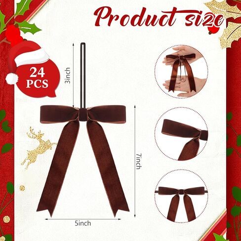 Riceshoot 24 Pcs Christmas Velvet Elastic Bows for Gift Wrapping, 5x7 Inch Pre Tied Stretch Bows for Christmas Gifts, Xmas Tree, Birthday & Wedding Decorations(Burgundy,5 Inches Stretch Loops) in Saudi Arabia