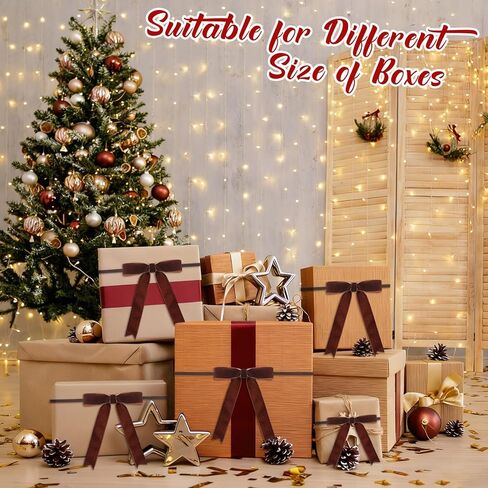 Riceshoot 24 Pcs Christmas Velvet Elastic Bows for Gift Wrapping, 5x7 Inch Pre Tied Stretch Bows for Christmas Gifts, Xmas Tree, Birthday & Wedding Decorations(Burgundy,5 Inches Stretch Loops) in Saudi Arabia