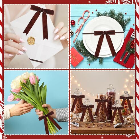 Riceshoot 24 Pcs Christmas Velvet Elastic Bows for Gift Wrapping, 5x7 Inch Pre Tied Stretch Bows for Christmas Gifts, Xmas Tree, Birthday & Wedding Decorations(Burgundy,5 Inches Stretch Loops) in Saudi Arabia