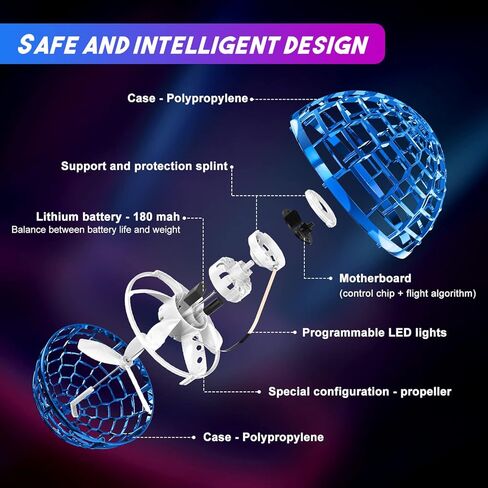 Fly Orb Hover Ball Floating Boomerang Spinner Drone Balls - Cool Toys Gifts for 6-15 Year Old Boys & Girls (Blue) (Blue_01) in Kuwait
