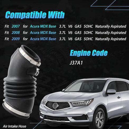AUCERAMIC 17228-RYE-A00 أنبوب خرطوم مدخل منظف الهواء مع مشابك مناسب 2007-2009 لقاعدة Acura MDX 3.7L V6 GAS SOHC مستنشق بشكل طبيعي، حذاء خرطوم مدخل هواء المحرك 17228RYEA00، رمز المحرك: J37A1 in Saudi Arabia