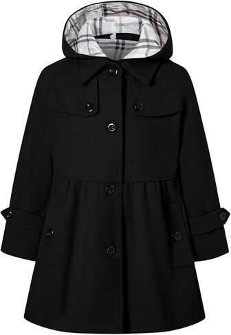 Betusline Girls' Dress Coat, Kids Hoodie Wool Blend Coats Fall Winter Outerwear Peacoat,2-14 Years in Saudi Arabia