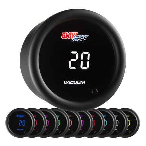 طقم قياس الفراغ الرقمي GlowShift 10 ألوان - يتضمن مستشعر الضغط الإلكتروني - شاشة LED متعددة الألوان - عدسة ملونة - للسيارة والشاحنات - 2-1/16 بوصة (52 مم) in Saudi Arabia