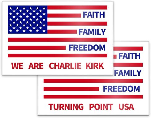 Turning Point USA نحن تشارلي كيرك مغناطيس سيارة العلم الأمريكي ملصق سيارة 2-حزمة، 12 بوصة × 8 بوصة علامات مركبة مغناطيسية للسيارات والشاحنات، مغناطيس عاكس برتقالي مقاوم للماء للمركبات in Saudi Arabia