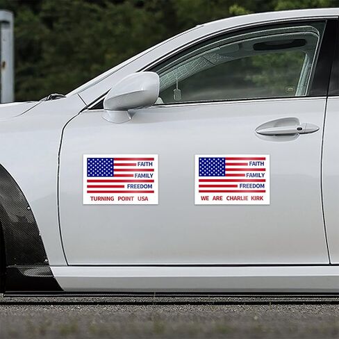 Turning Point USA نحن تشارلي كيرك مغناطيس سيارة العلم الأمريكي ملصق سيارة 2-حزمة، 12 بوصة × 8 بوصة علامات مركبة مغناطيسية للسيارات والشاحنات، مغناطيس عاكس برتقالي مقاوم للماء للمركبات in Saudi Arabia