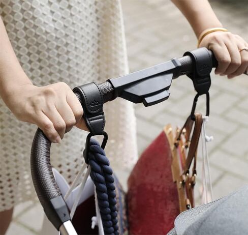 Baby Stroller Hooks Bag Hooks for Hanging Diaper Bags MultiPurpose Hooks for Grocery Shopping Bags Premium Vegan Leather Pram Straps 2 Pcs (BROWN-2) in Kuwait