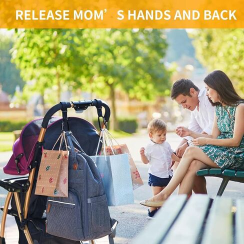 Baby Stroller Hooks Bag Hooks for Hanging Diaper Bags MultiPurpose Hooks for Grocery Shopping Bags Premium Vegan Leather Pram Straps 2 Pcs (BROWN-2) in Kuwait