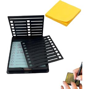 Sticky Note Stencil Template, Sticky Notes Dispenser, Reusable Note Organizer, 3x3 Sticky Pads Dispenser with Stencil, for 3x3 Self-Sticky Note Pads, for Office and Home (Black) in Saudi Arabia
