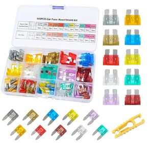 140 Pcs Car Fuse Kit - Blade Automotive Fuse Assortment Standard and Mini Car Fuse for Marine, RV, Camper, Boat, Truck (2A 5A 7.5A 10A 15A 20A 25A 30A 35A 40A) in Kuwait