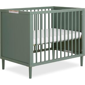 Lucas Mini Modern Crib with Rounded Spindles & Holly 3" Fiber Portable, Greenguard Gold Certified, Waterproof Vinyl Cover, Lightweight Mini Crib Mattress, White in Kuwait