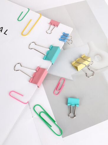 250 Pcs Binder Clips, Paper Clips, Colorful Office Clip Set, Teacher Desk Must Haves for Office and School Supplies, Document Organizing in Saudi Arabia