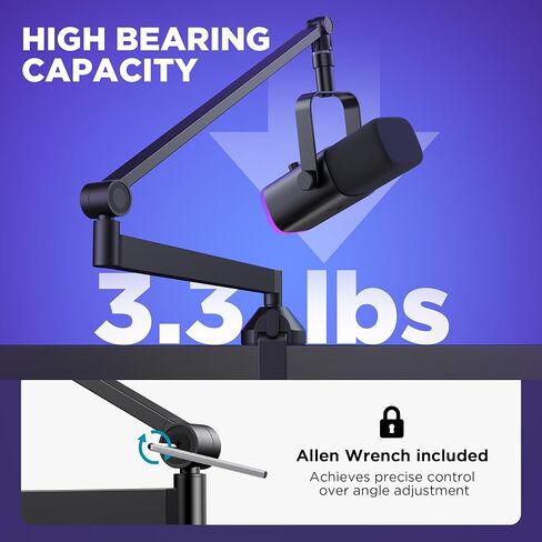 InnoGear Low Profile Mic Boom Arm, Microphone Arm Deck Mount for Fifine AM8 K669B Elago Blue Yeti HyperX QuadCast AT2020 Shure SM58 SM7B, Mic stand with Mic Clip 3/8" to 5/8" Adapter in Kuwait