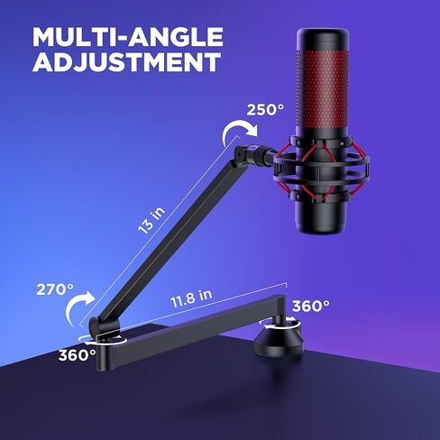 InnoGear Low Profile Mic Boom Arm, Microphone Arm Deck Mount for Fifine AM8 K669B Elago Blue Yeti HyperX QuadCast AT2020 Shure SM58 SM7B, Mic stand with Mic Clip 3/8" to 5/8" Adapter in Kuwait