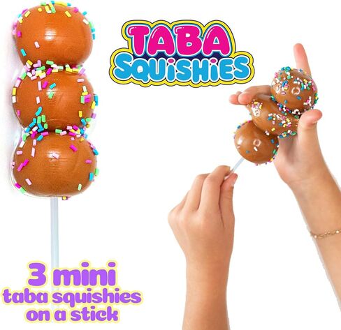 Taba Squishy Sweet Friends - 3 Taba Squishies on a Stick - Squish, Squeeze, Great for Stress Relief - Sensory / Fidget Play Food Squishy Toys for Kids and Adults in Saudi Arabia