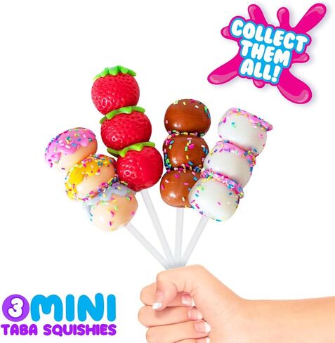 Taba Squishy Sweet Friends - 3 Taba Squishies on a Stick - Squish, Squeeze, Great for Stress Relief - Sensory / Fidget Play Food Squishy Toys for Kids and Adults in Saudi Arabia
